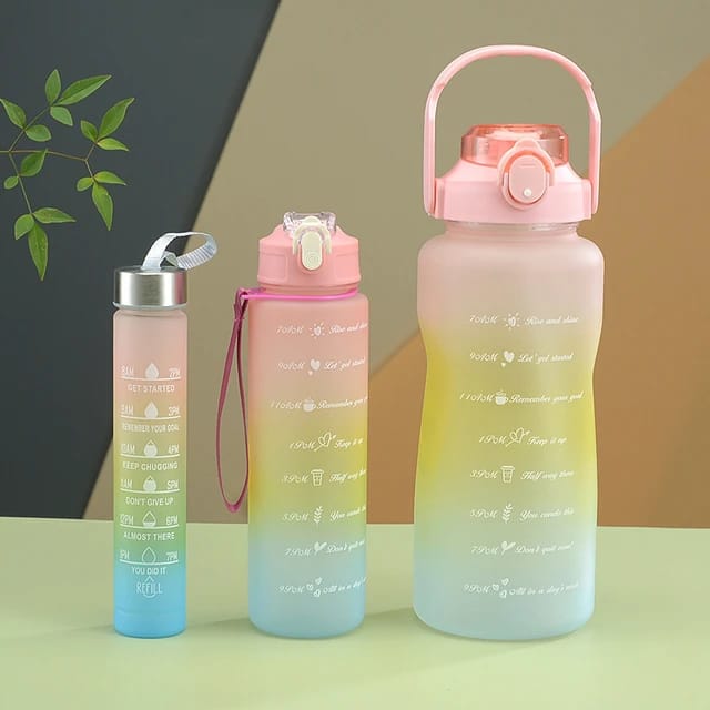 3-piece Set Reusable Sports Water Bottles With Carrying Handles