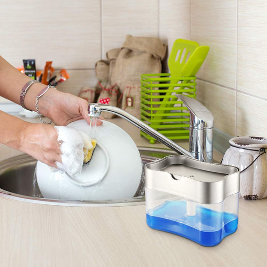 Countertop Kitchen Soap Dispenser with Sponge