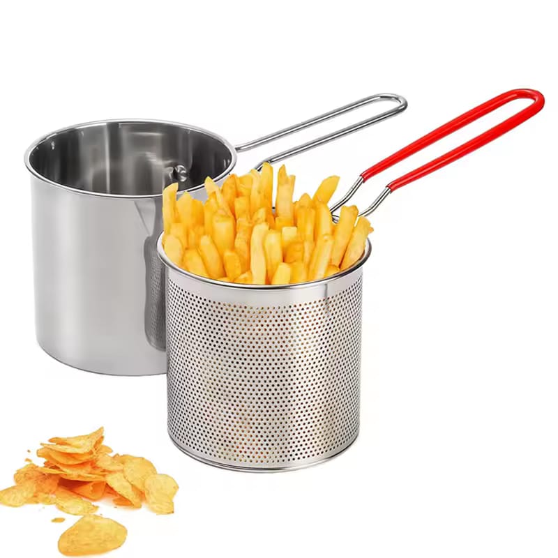 Stainless Steel Deep Frying Pot With Strainer 1200ML