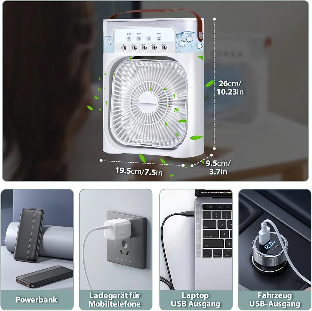 3 IN 1 AIR CONDITIONING FAN SPRAY HUMIDIFIER WATER COOLING FAN
