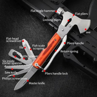 15 in 1 Multifunction Claw Hammer and Plier, Screw drivers, knives, Perfect of Everyday use.