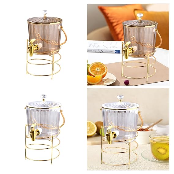 Beverage Dispenser with Spigot Cold Kettle with Faucet for Home Kitchen Milk Brown