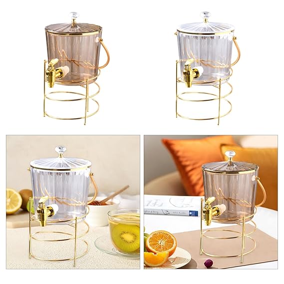 Beverage Dispenser with Spigot Cold Kettle with Faucet for Home Kitchen Milk Brown