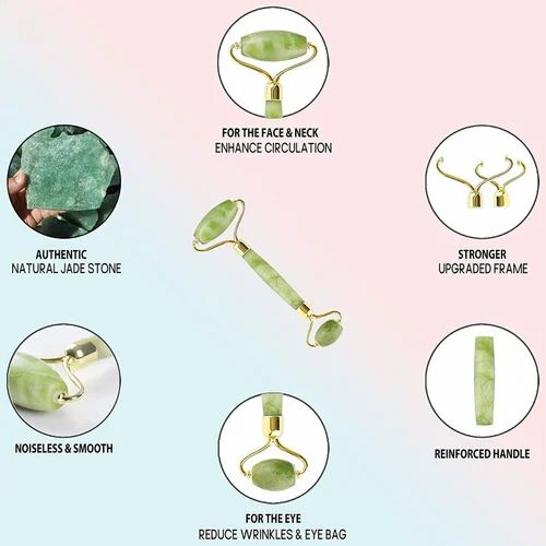 100% Natural Stone Jade Roller & Gua Sha