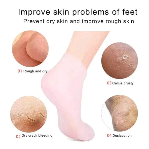Silicone Gel Moisturizing Socks - Soften Dry Cracked Heels & Smooth Rough Skin.