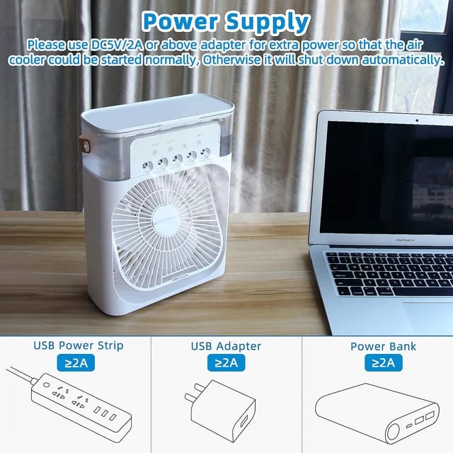 3 IN 1 AIR CONDITIONING FAN SPRAY HUMIDIFIER WATER COOLING FAN